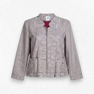Vintage 1980s Gray Red Tweed Open Front Patch Pocket Classic Blazer Size XL